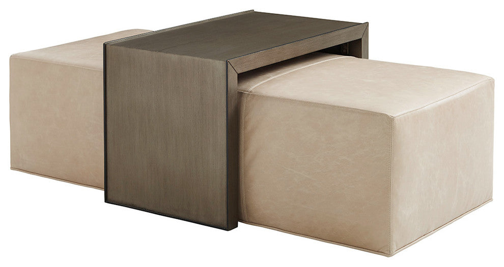 Savona Leather Cocktail Ottoman With Slide