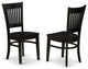 Wooden Dining Chair 2-Piece Set- Wooden Seat And Slatted Back, Black- Set Of 2