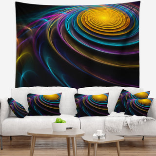 Fractal 3D Colored Bulgy Circles Abstract Wall Tapestry, 39"x32"