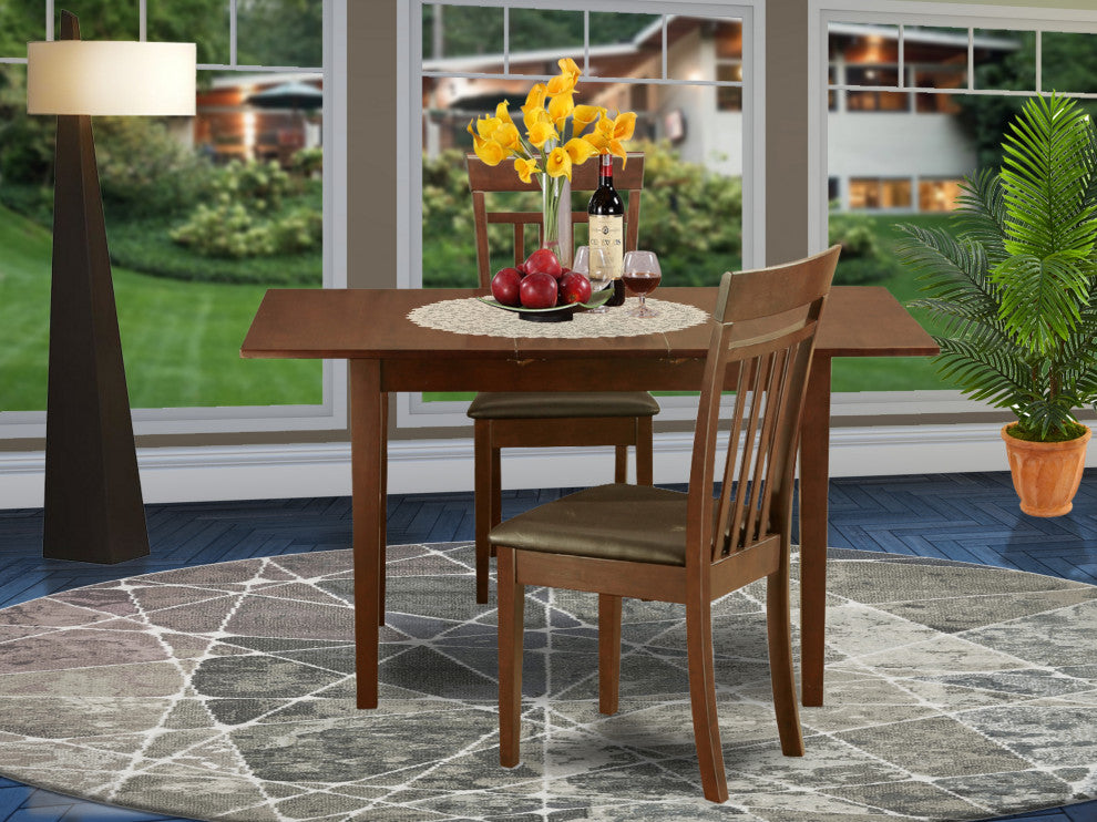 3 Pc Small Kitchen Table Set Table With Leaf And 2 Kitchen Chairs