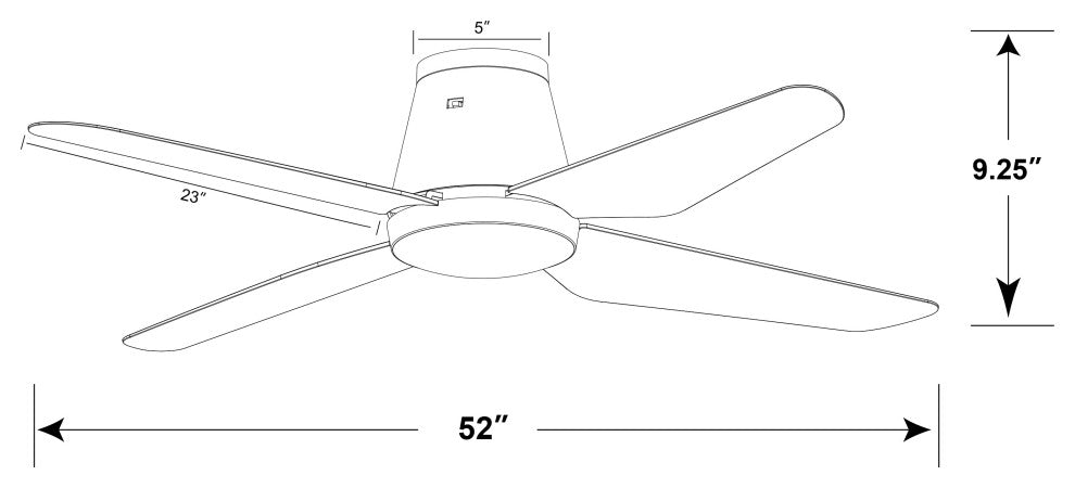 Lucci Air Aria Hugger 52" CTC Light With Remote Ceiling Fan, Black