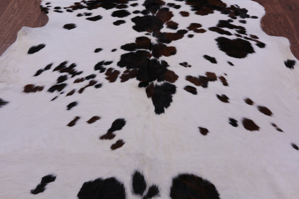 8' 2" X 7' 1" Tricolor Natural Cowhide Rug C2371