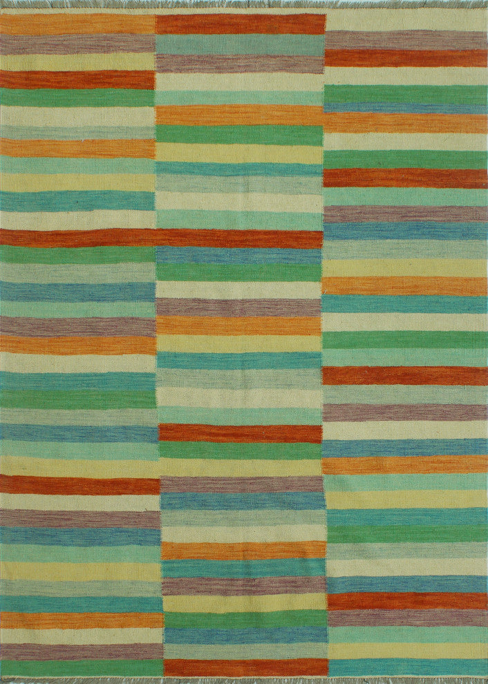 Winchester Kilim Mannan Orange/Beige Rug, 5'7x7'7