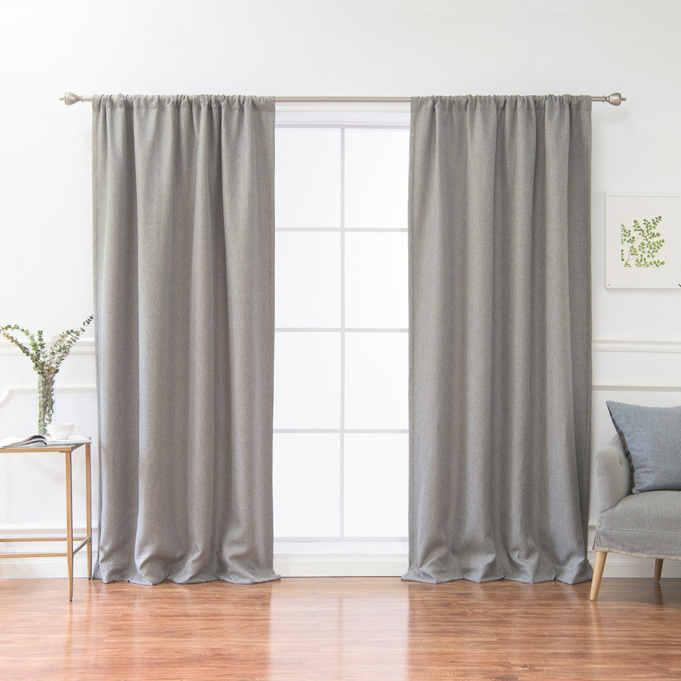 Faux Linen Blackout Curtain, Gray, 52"x96"