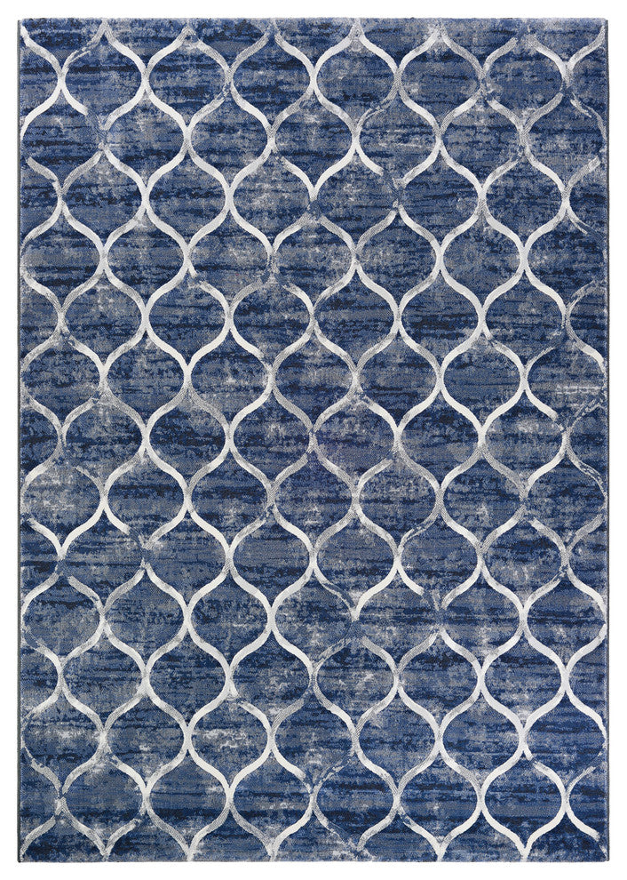 Couristan Easton Ogee Area Rug, Dusk Blue, 6'6" X 9'6"