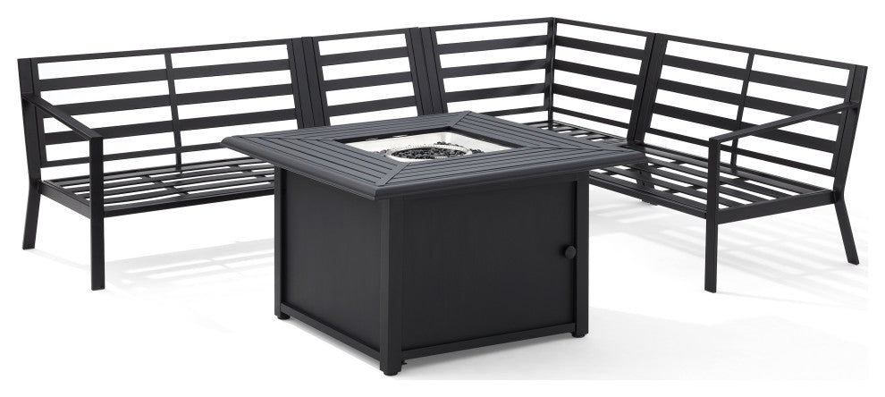 Clark 5Pc Outdoor Sectional Set With Fire Table