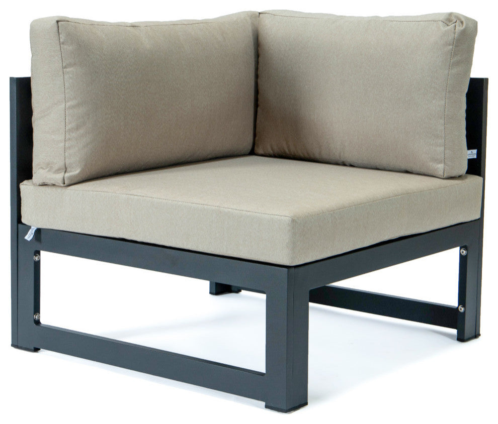 LeisureMod Chelsea 4-Piece Sectional Loveseat Set With Cushions, Beige