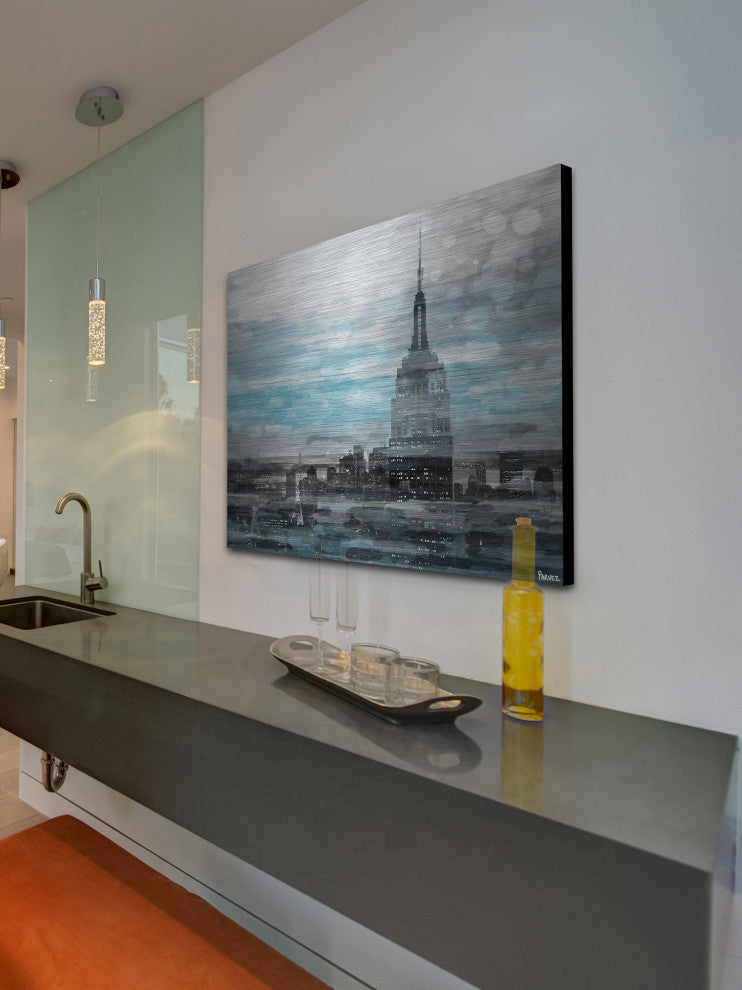 "Blue City Hues" Print on Brushed Aluminum, 36"x24"