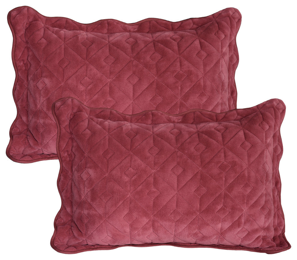 Diamond Square Quilted Coverlet 4-Piece Bedspread Set, Brick, King
