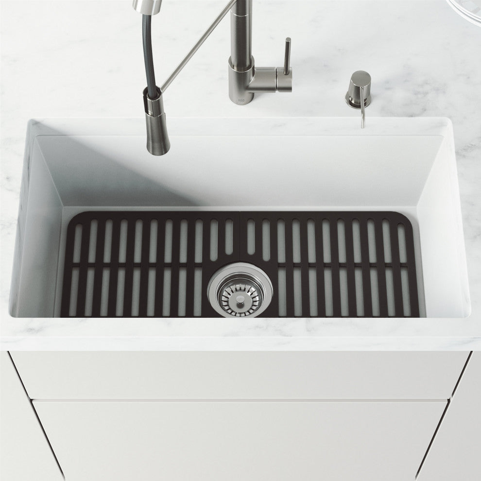 VIGO Silicone Protective Bottom Grid for Single Bowl Kitchen Sink, Matte Black, 25"lx13"w