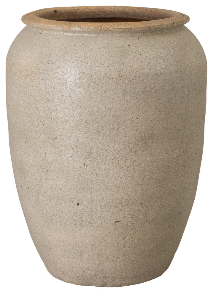 38 in. Large Distressed White Jar