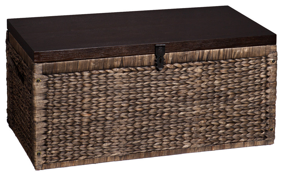 Hector Water Hyacinth Storage Trunk, Blackwashed and Espresso