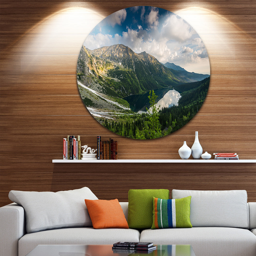 Summer At Polish Tatra Mountains, Landscape Disc Metal Wall Art, 36"