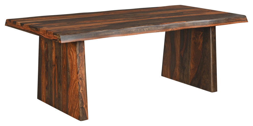 Damian Live Edge Wood Dining Table, Dark Brown, 86"