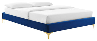 Sutton Full Performance Velvet Bed Frame-Navy