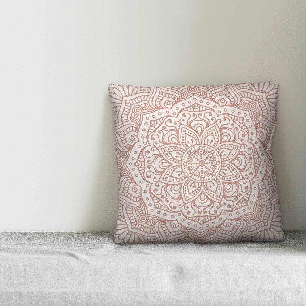 Blush Boho Medallion 16x16 Throw Pillow