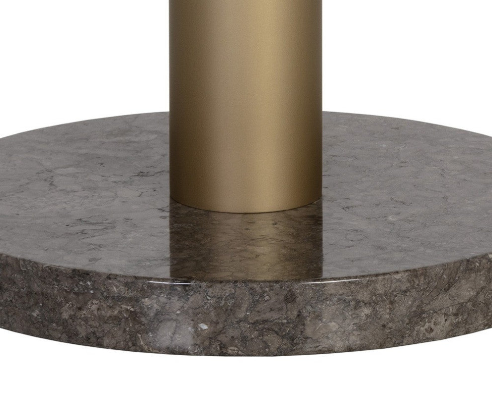 Monaco Bistro Table, Gold, Gray Marble/Charcoal Gray, 35.5"