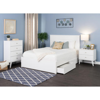 Milo Mid Century Modern  2-drawer Nightstand, White