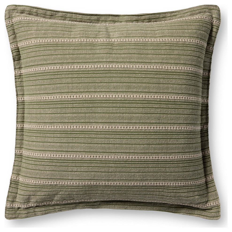 Chris Loves Julia x Loloi Howie Green / Natural 22'' x 22'' Cover, Down Pillow