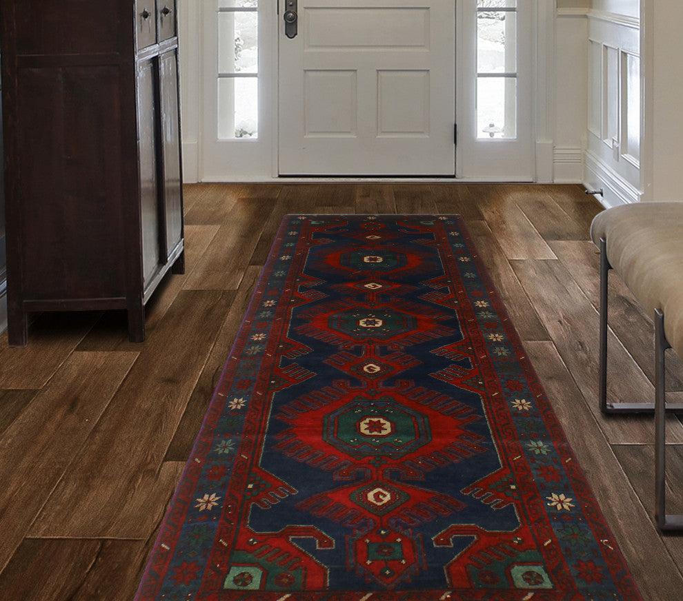 Fine Vintage Distressed Bibigul Navy Runner
