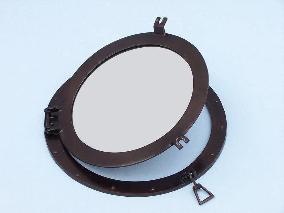 Bronze Decorative Ship Porthole Mirror 17'', Decorative Porthole Mirror