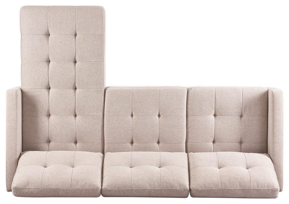 Stagecoach 87" 2-Piece Tufted Reversible Sectional With Ottoman, Beige