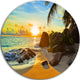 Sunset In Tropical Beach, Landscape Photo Large Disc Metal Artwork, 36"