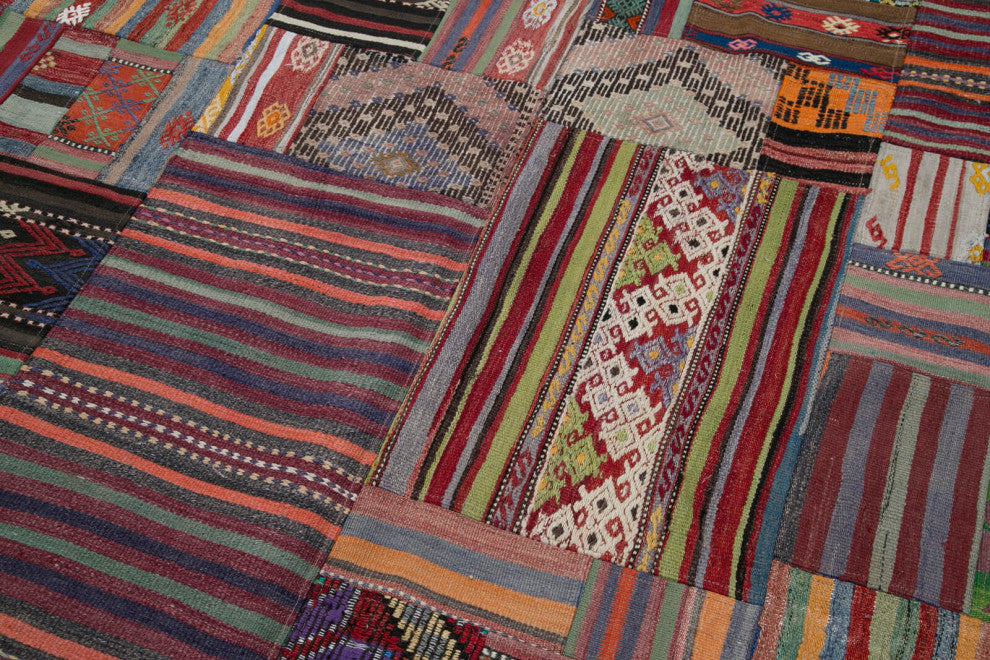 Rug N Carpet - Handmade Turkish 6' 8'' x 9' 11'' Vintage Patchwork Kilim Rug