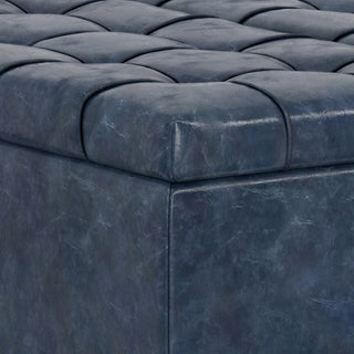 Harrison Small Square Coffee Table Storage Ottoman, Denim Blue