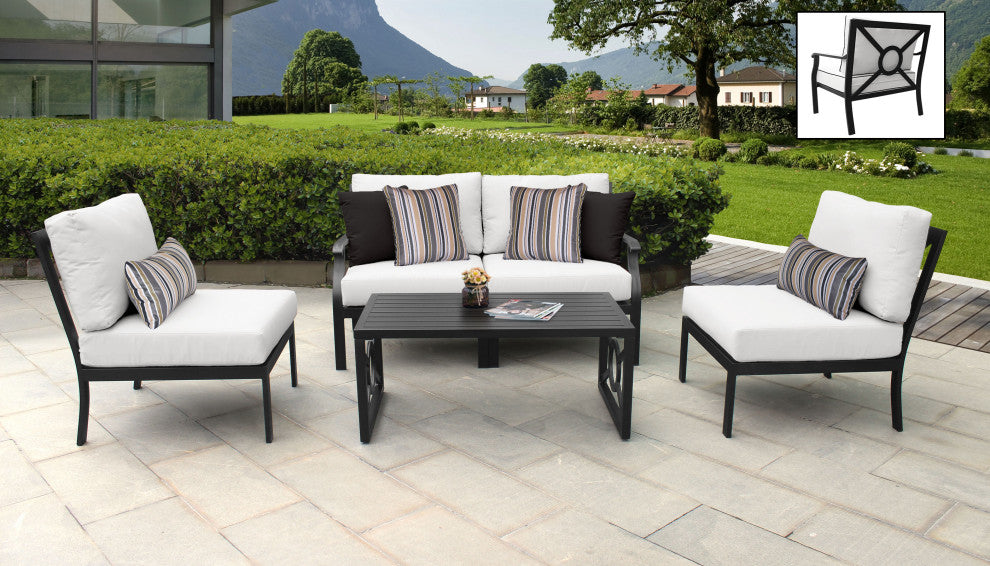 kathy ireland Madison Ave. 5 Piece Aluminum Patio Furniture Set 05d, Alabaster
