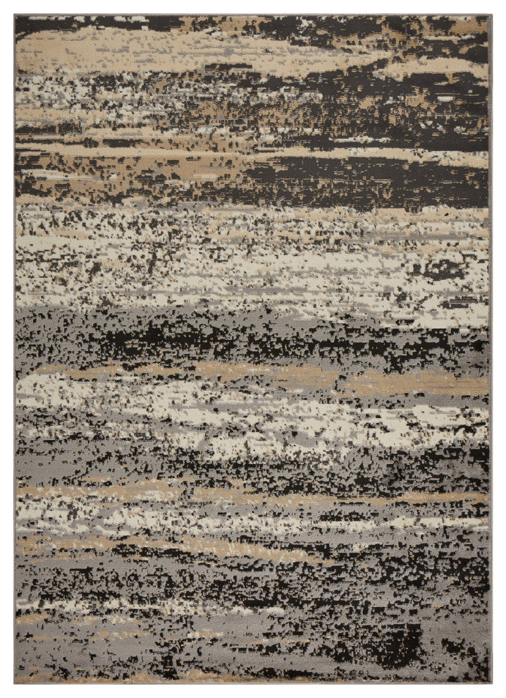 8??x 10??Beige and Black Abstract Desert Area Rug