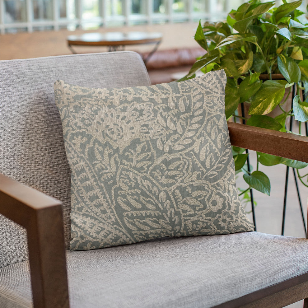 Plutus Gray Festive Jacquard Luxury Throw Pillow, 20"x20"