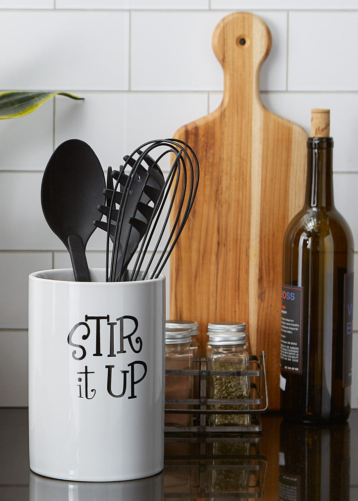 DII White Stir It Up Ceramic Utensil Holder