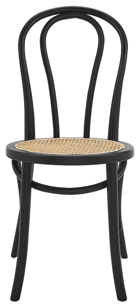 Marko Side Chair, Matte Black With Natural Seat