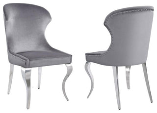 Maklaine 18" Modern Velvet Upholstered Wingback Dining Side Chair in Gray