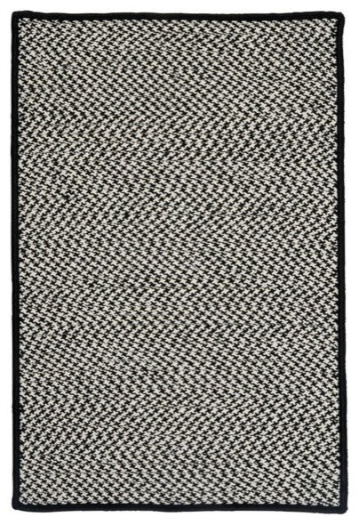 Outdoor Houndstooth Tweed OT49 Black Indoor/Outdoor Area Rug, Rectangular 5'x8'