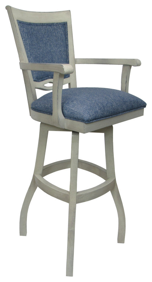 Swivel Wood Counter 26" 30" Extra Tall 34" Bar Stool 400, Kokomo Azure and Antique White, 34"