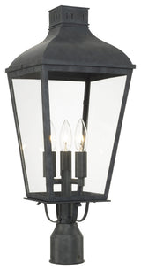 Crystorama DUM-9807-GE, 3-Light Outdoor Lantern Post, Graphite