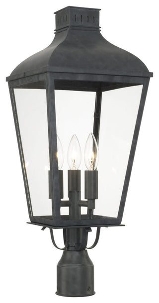 Crystorama DUM-9807-GE, 3-Light Outdoor Lantern Post, Graphite