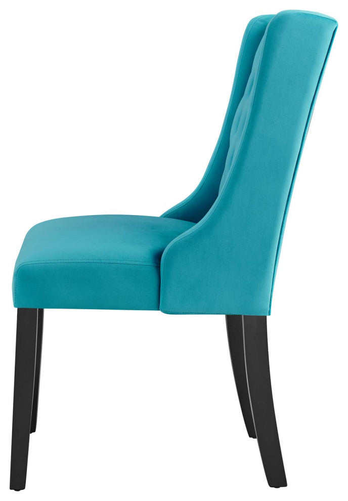 Side Dining Chair, Set of 2, Blue, Velvet, Modern, Cafe Bistro Hospitality