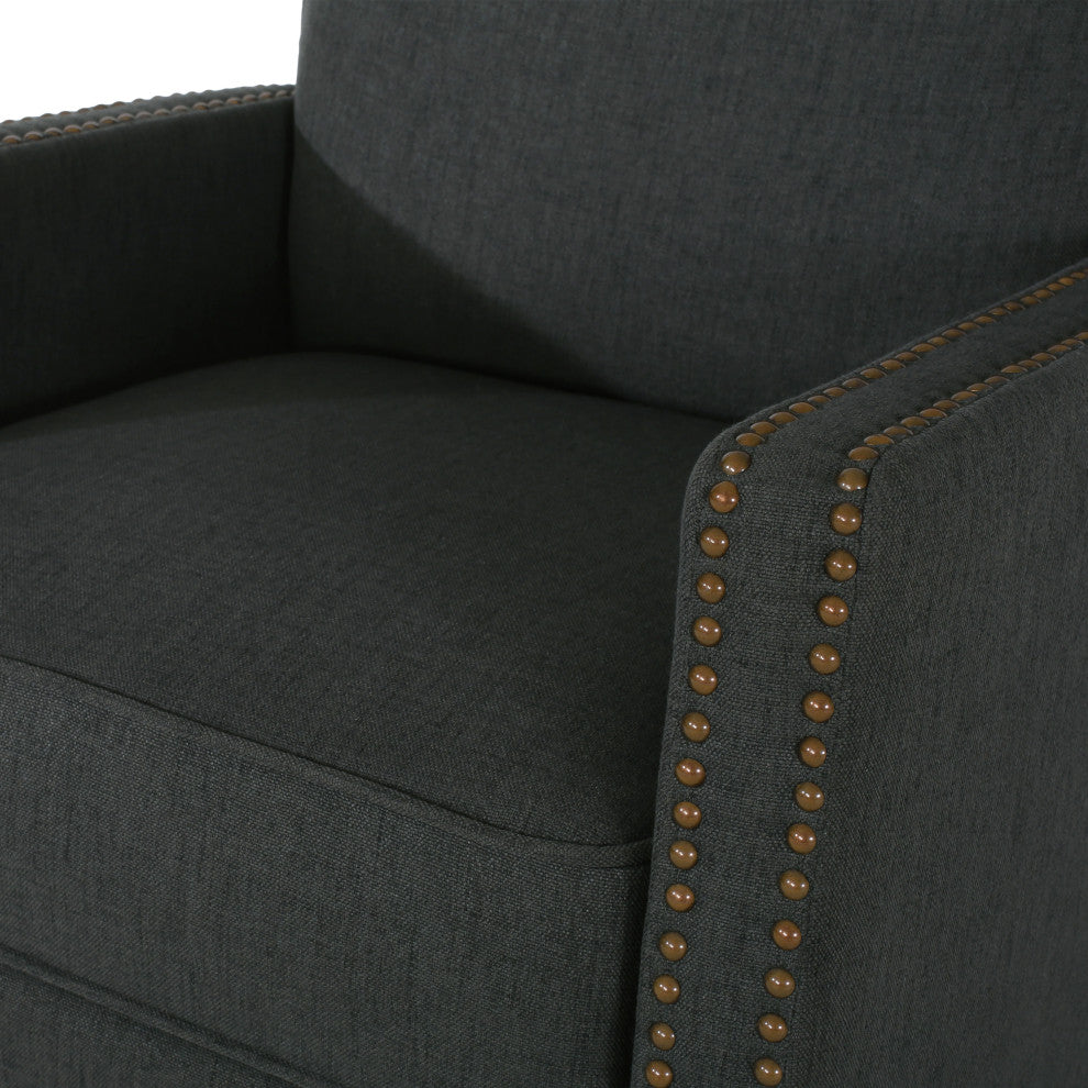 GDF Studio Armstrong Traditional Fabric Recliner, Dark Gray/Dark Brown