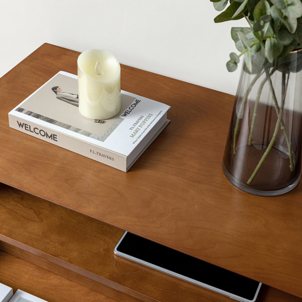 Drawer Nightstand With Built-In Outlets, Set of 2, Acorn
