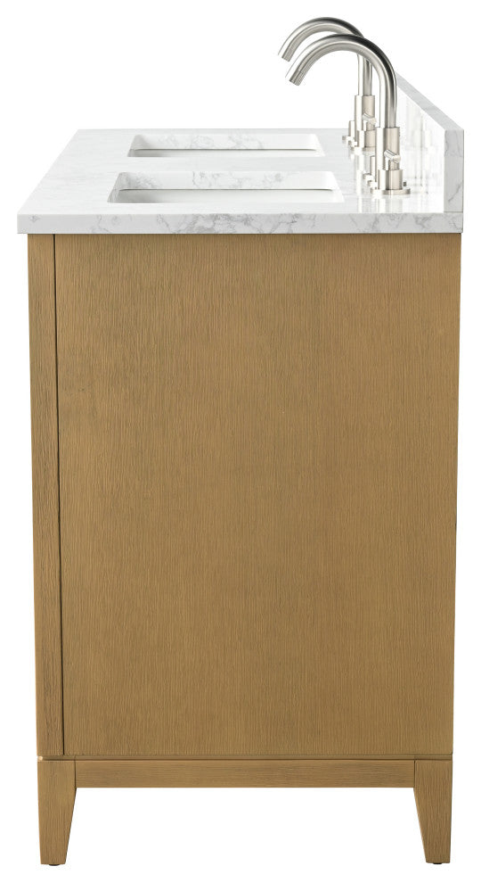 Vanity Art Bathroom Vanity With Sink, Natural Oak, 54" Double