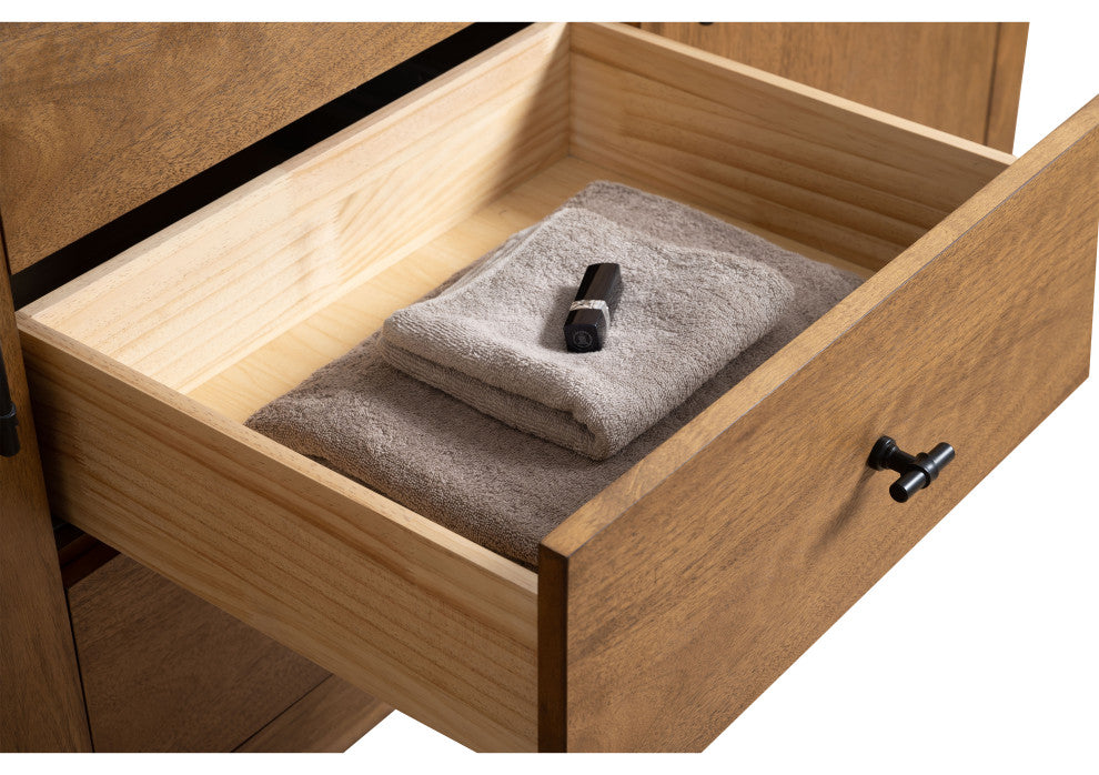 Vanity Art Bathroom Vanity With Sink, Tan, 60" Single, Black Limestone Top