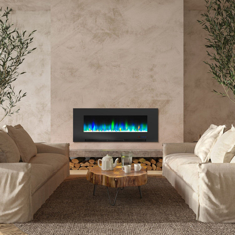 50" LED Cambridge Wall-Mount Electric Fireplace With Remote, Black