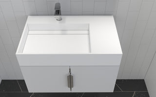 CastelloUSA Amazon 30" Left Wall Mounted Bathroom Vanity Set, White, White Top, Brushed Nickel