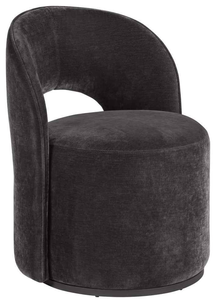 Harjo Velvet Upholstered Swivel Accent Chair Charcoal Grey