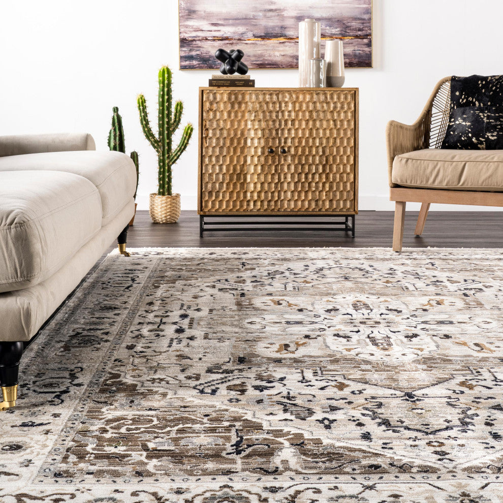 Nuloom Aziza Traditional Area Rug, Beige 9'x12'