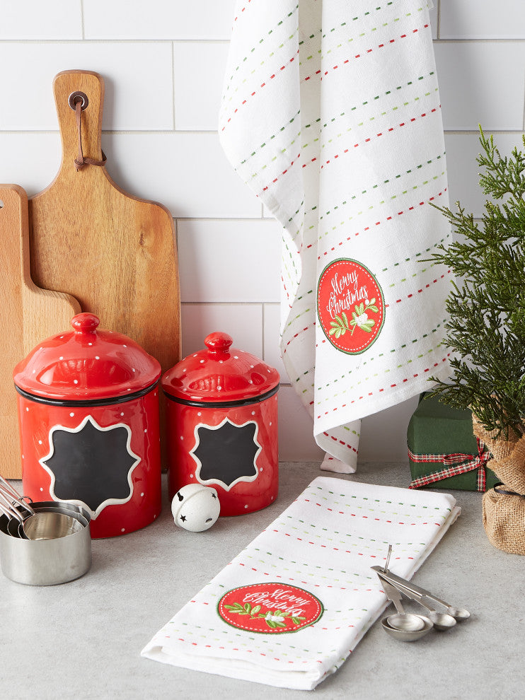 Merry Christmas Embroidered Dishtowel