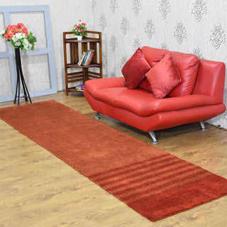HAND KNOTTED LOOM SILK ECO-FRIENDLY AREA RUG-2'6''x10',Runner ,Rust,Contemporary